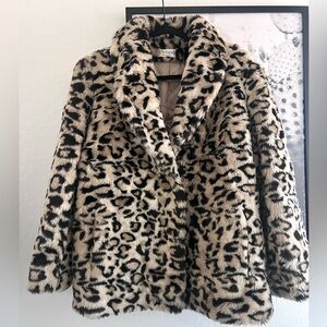 Artistic Vintage Faux Fur Animal Print Coat Jacket Size 12